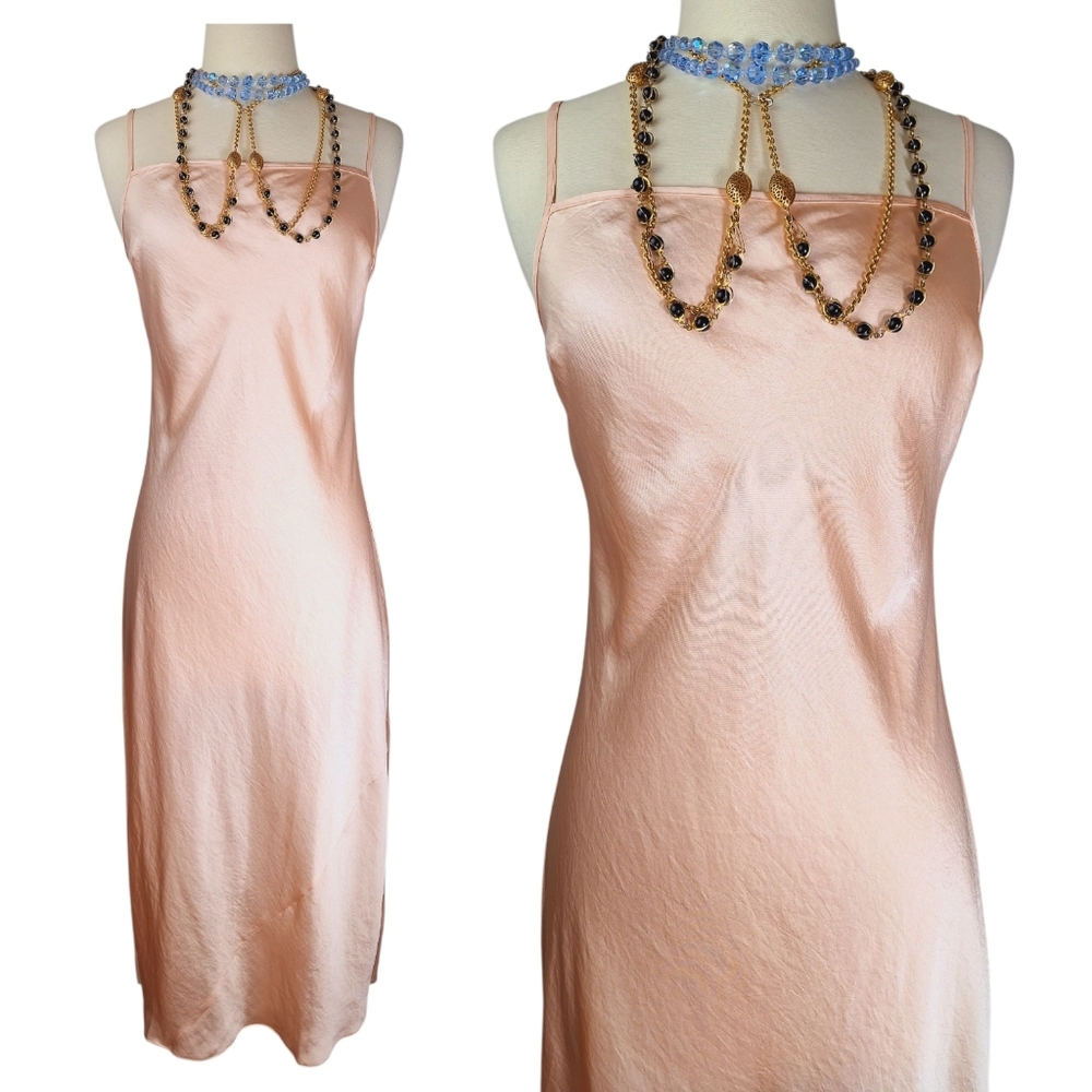 Aritizia Wilfred Midi Slip Dress Womens Small Blush Pastel Pink Square Neck